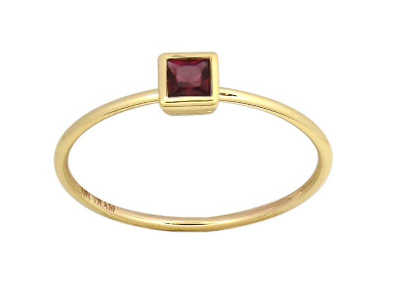 Square Bezel Birthstone Ring