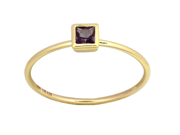 Square Bezel Birthstone Ring