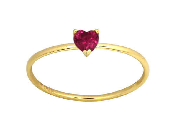 Heart Four Claw Birthstone Ring