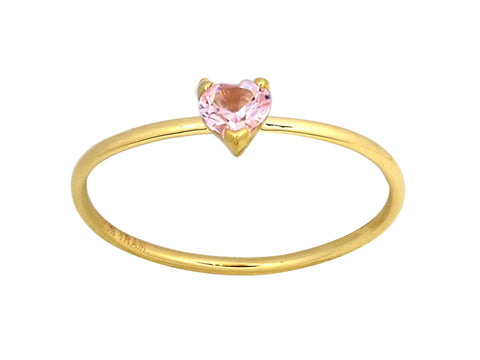 Heart Four Claw Birthstone Ring