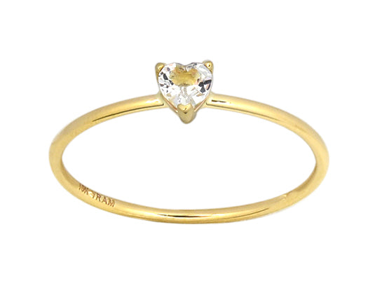 Heart Four Claw Birthstone Ring