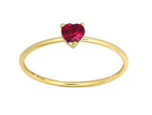 Heart Four Claw Birthstone Ring