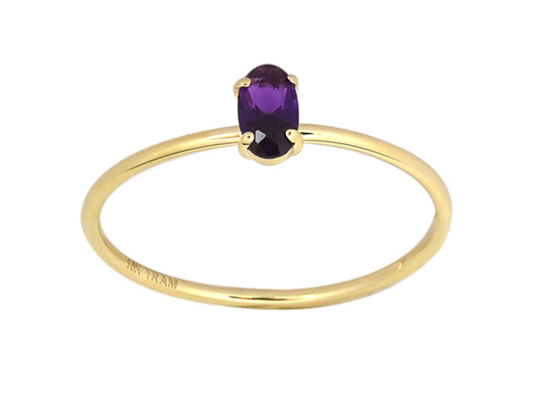 Oval Four Claw Birthstone Ring