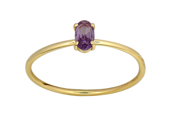 Oval Four Claw Birthstone Ring