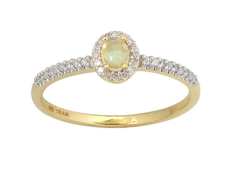 Opal Halo Ring Oval Shape with Side Diamonds