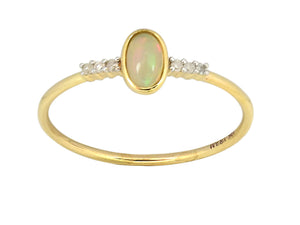 Opal Bezel Ring with Side Diamonds