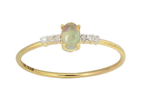 Opal Ring with Side Diamonds