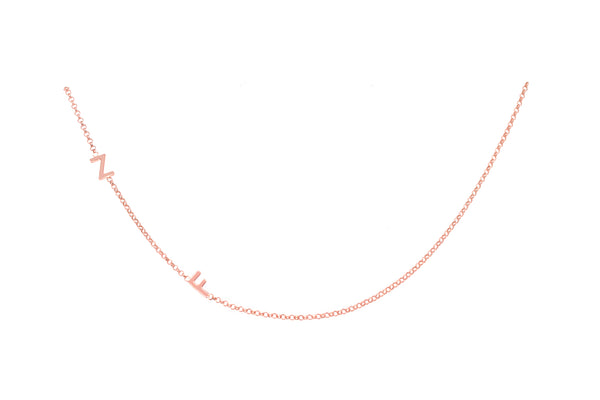 Rose Gold Lily 2 Vertical Letter Necklace