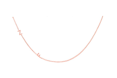 Rose Gold Lily 2 Vertical Letter Necklace