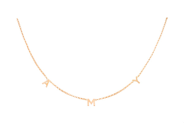 Yellow Gold Lily 3 Letter Necklace