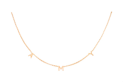 Yellow Gold Lily 3 Letter Necklace