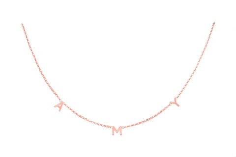 Rose Gold Lily 3 Letter Necklace