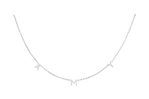 White Gold Lily 3 Letter Necklace