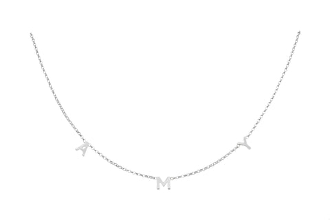 White Gold Lily 3 Letter Necklace