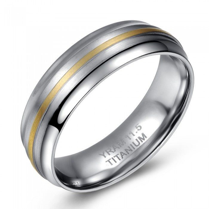 Titanium Ring centre gold plate