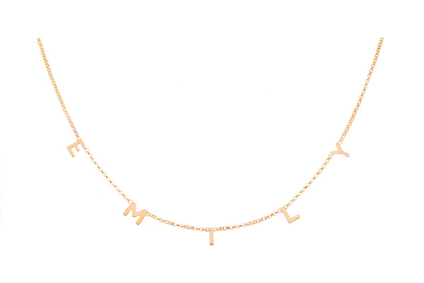 Yellow Gold Lily 5 Letter Necklace