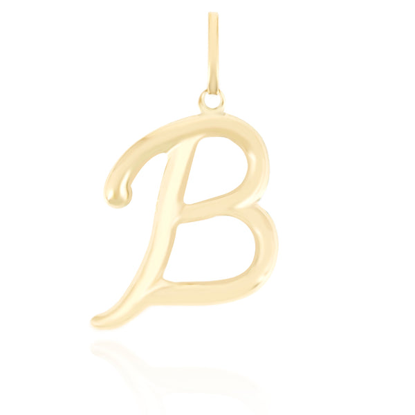 10K Yellow gold high polish script initial pendant