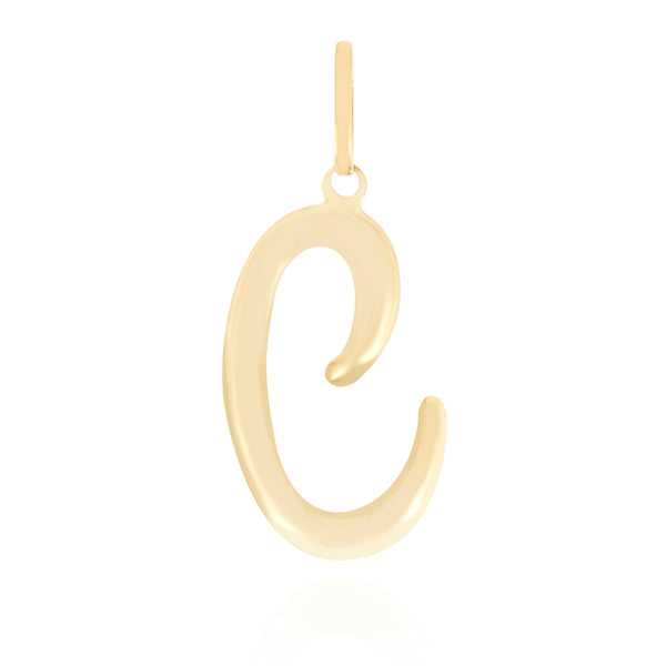 10K Yellow gold high polish script initial pendant