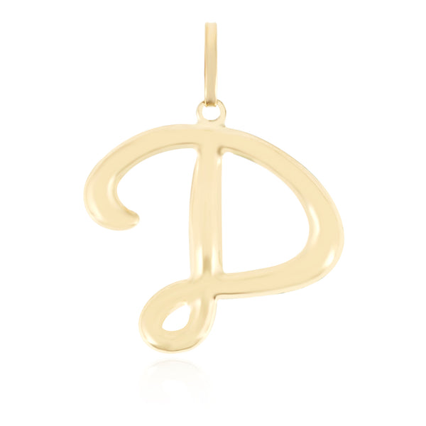 10K Yellow gold high polish script initial pendant