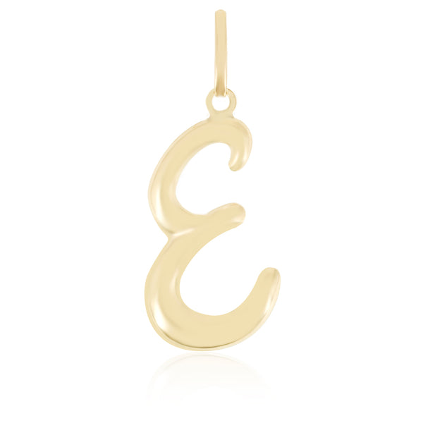 10K Yellow gold high polish script initial pendant