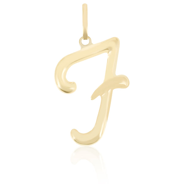 10K Yellow gold high polish script initial pendant