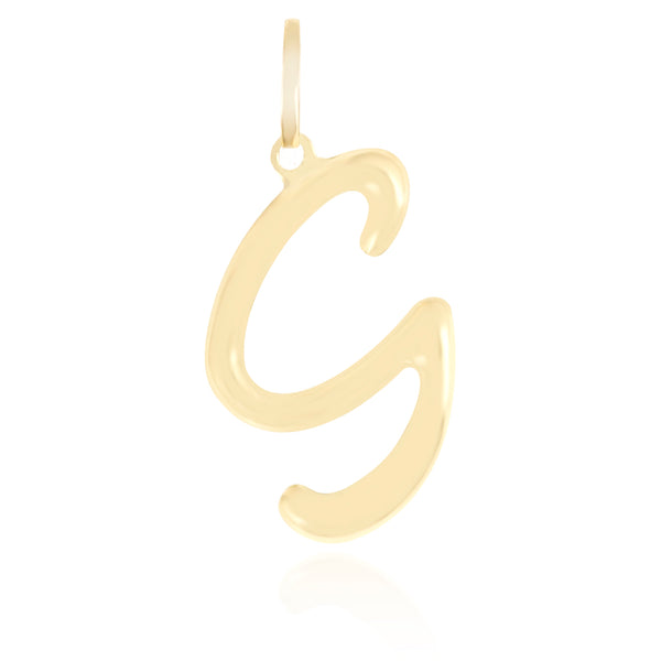 10K Yellow gold high polish script initial pendant