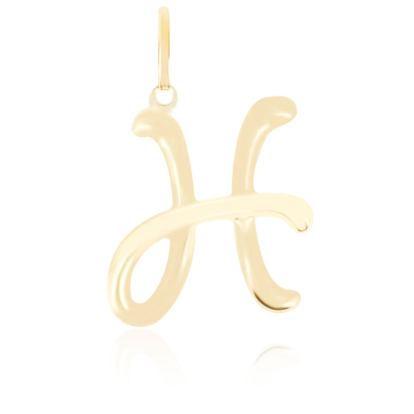 10K Yellow gold high polish script initial pendant