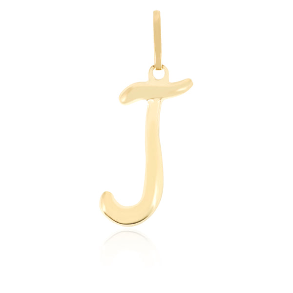 10K Yellow gold high polish script initial pendant