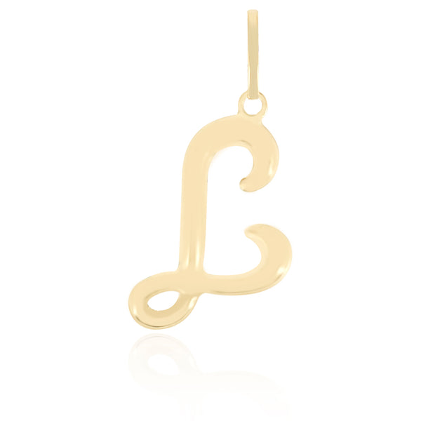 10K Yellow gold high polish script initial pendant