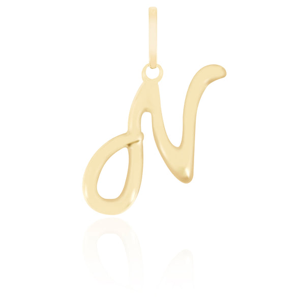 10K Yellow gold high polish script initial pendant