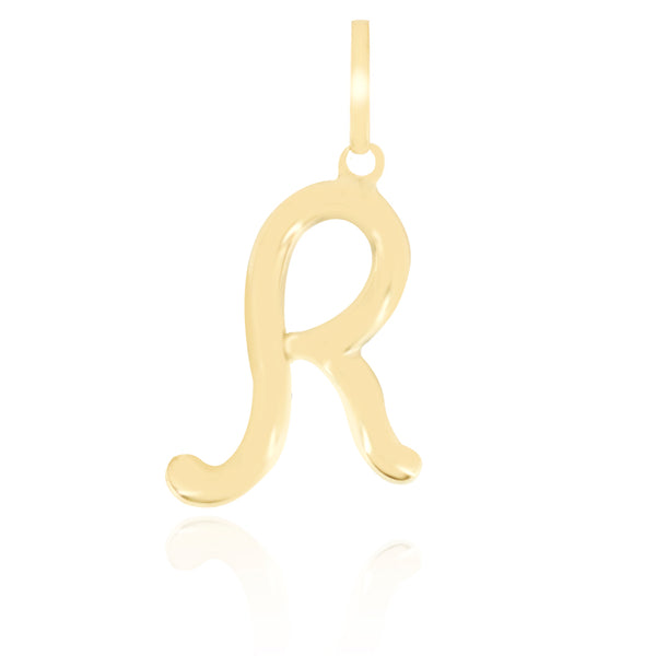 10K Yellow gold high polish script initial pendant