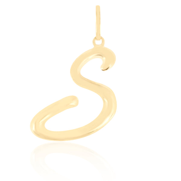 10K Yellow gold high polish script initial pendant