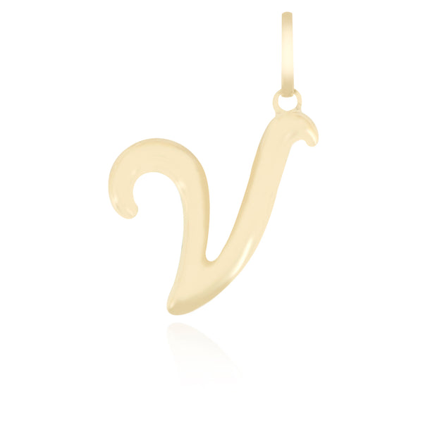 10K Yellow gold high polish script initial pendant