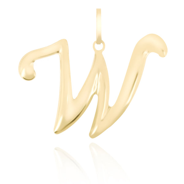 10K Yellow gold high polish script initial pendant