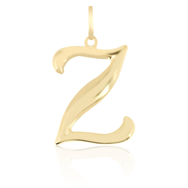 10K Yellow gold high polish script initial pendant